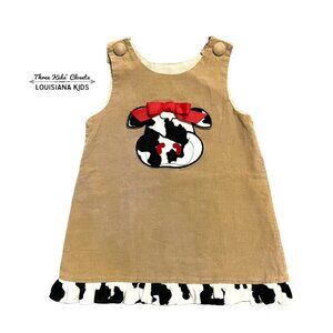 Zuccini Kids 3T Cow Appliqué Ruffle Corduroy Dress
